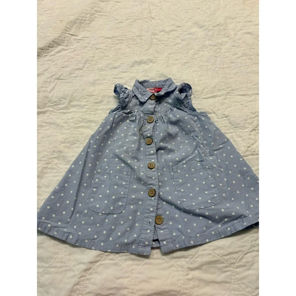 Penelope Mack Toddler Girls Blue Chambray Print Sleeveless Sun dress 18M EUC